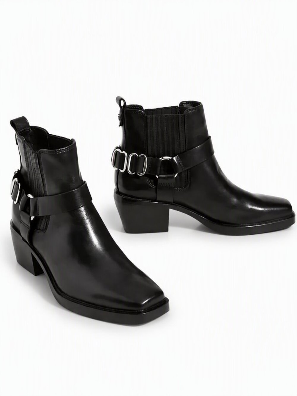 Sam Edelman Bellamie Leather Moto Boots Black Sz 7 NIB